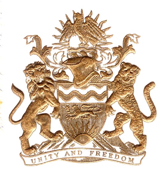 Arms of Malawi, from the official first-day cover issued for Independence in 1964. Note the high relief.