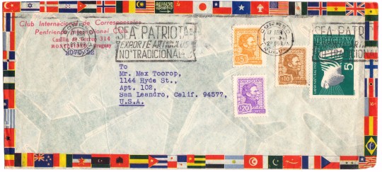 Here only the envelope itself (from a Uruguayan international pen pal club) is of interest.